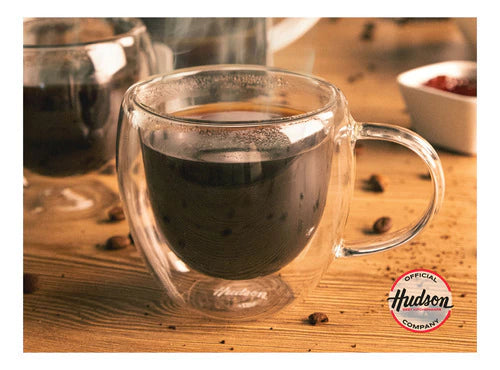 Set 6 Vasos Doble Pared Vidrio Con Asa De 150ml Hudson