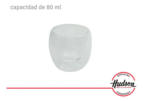 Set De 6 Vasos 80 ml Doble Pared De Vidrio p/ Cafe