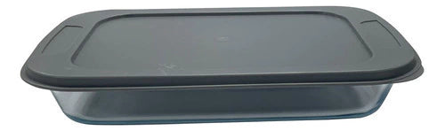 Fuente Rectangular de Vidrio p/ Horno c/ Tapa 295x176x51 Gris