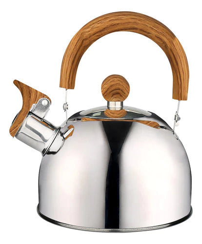 Pava Acero Inoxidable 1.5 L Pico Silbador Mango Madera