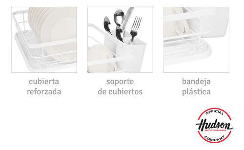 Secaplatos Escurridor Acero Hudson 1 Piso Bandeja Cocina Bz3 Color Blanco Sp09