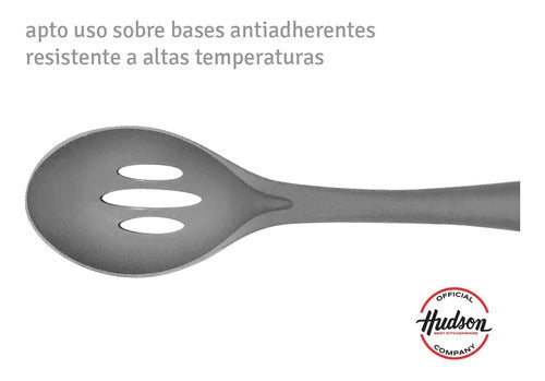 Cuchara Hudson De Nylon Gris Con Mango Acero Inoxidable