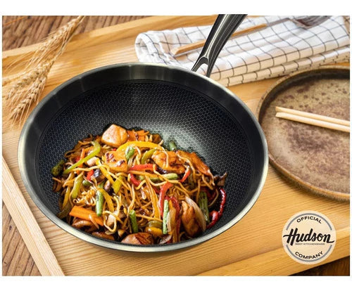 Wok de Acero Inoxidable 30 cm Profesional Induccion Plateado