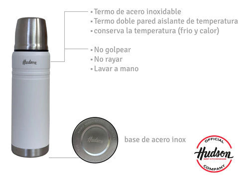 Termo Blanco Acero Inoxidable 500 + Mate Vaso Blanco 140 ml