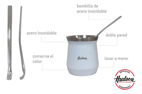 Termo Blanco Acero Inoxidable 500 + Mate Vaso Blanco 140 ml