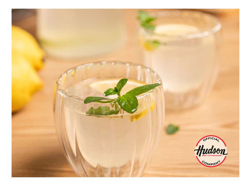 Set 6 Vasos Doble Pared Vidrio Rayado De 150ml Hudson