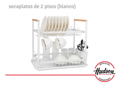 Escurridor De Platos Blanco 2 pisos Madera Linea Hudson