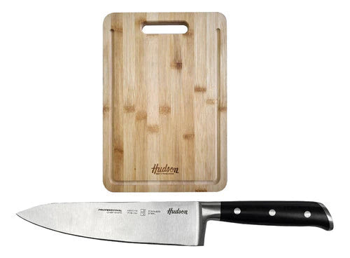Cuchillo Cheff Línea Professional 7 Inoxidable + Tabla De Madera 33x23