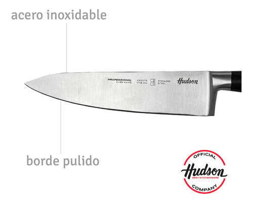 Cuchillo Cheff Línea Professional 7 Inoxidable + Tabla De Madera 33x23