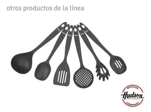Set Hudson Seis Utensilios De Nylon Gris Oscuro Con Holder
