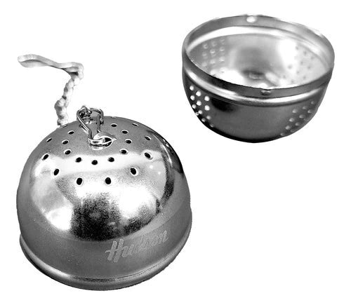 Infusor De Té En Hebras Redondo Con Cadena Plateado