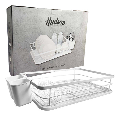 Secaplatos Escurridor Acero Hudson 1 Piso Bandeja Cocina Bz3 Color Blanco Sp09