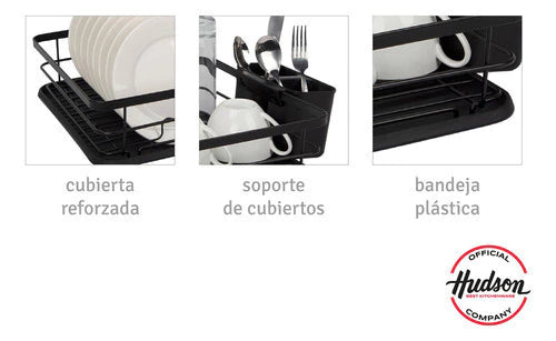 Escurridor de Platos Acero Inoxidable 1 Piso Negro