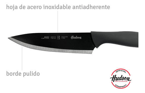 Set de 4 Cuchillos de Acero Inoxidable Con Taco Soporte Color Negro