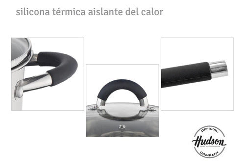 Bateria de Acero Inoxidable 6 Piezas Tapa Colador Plateado