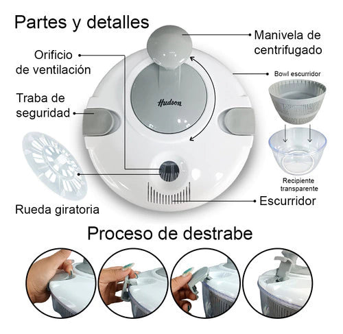 Escurridor de Verduras Plástico Centrifugador Blanco