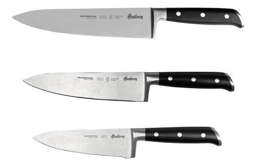Set x3 Cuchillo Profesionales Acero Inoxidable 20 + 18 + 15 cm