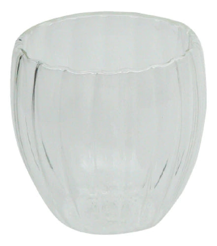 Set 2 Vasos De Café 150ml Doble Pared De Vidrio Rayado