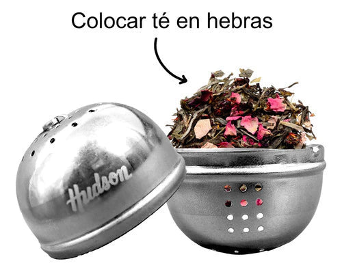 Infusor De Té En Hebras Redondo Con Cadena Plateado