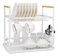 Escurridor De Platos Blanco 2 pisos Madera Linea Hudson