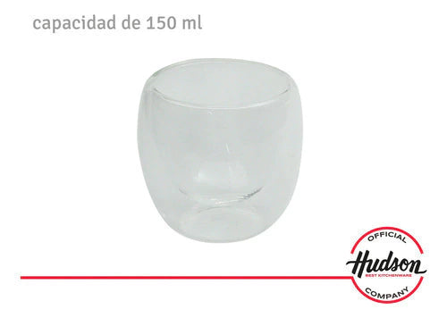 Set De 2 Vasos Café 150ml Doble Pared de Vidrio