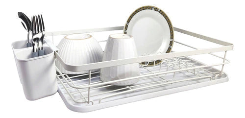 Secaplatos Escurridor Acero Hudson 1 Piso Bandeja Cocina Bz3 Color Blanco Sp09