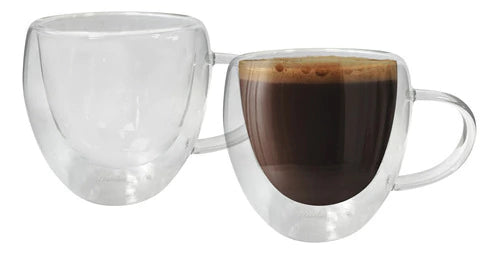 Set2 Vasos Doble Pared Con Asa De 80ml Hudson Oficial