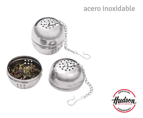 Infusor De Té En Hebras Redondo Con Cadena Plateado