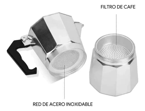Cafetera Italiana Aluminio Pulido p/ 6 pocillos