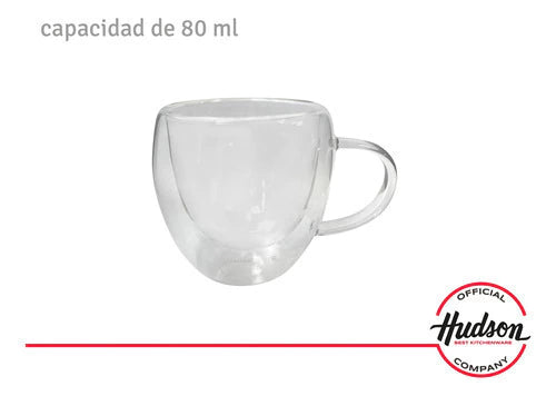 Set2 Vasos Doble Pared Con Asa De 80ml Hudson Oficial