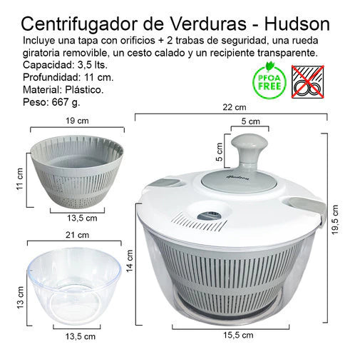 Escurridor de Verduras Plástico Centrifugador Blanco
