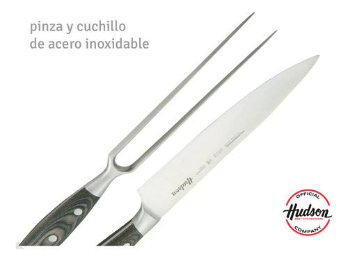 Set Cuchillo + Tenedor + Tijera de Acero Inoxidable p/ Parrilla