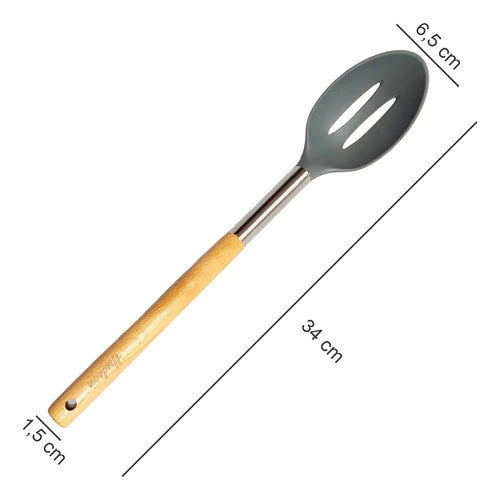 Cuchara Ranurada de Cocina c/ Mango De Madera