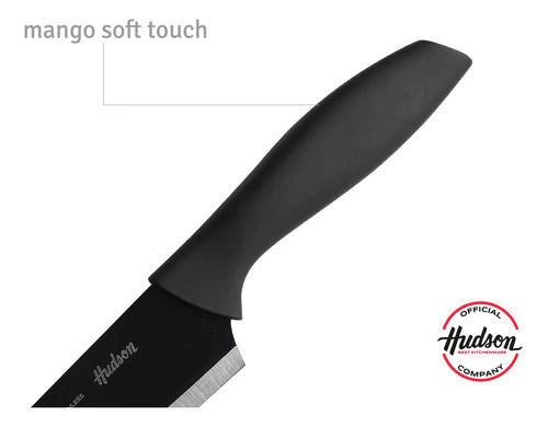 Set de 4 Cuchillos de Acero Inoxidable Con Taco Soporte Color Negro