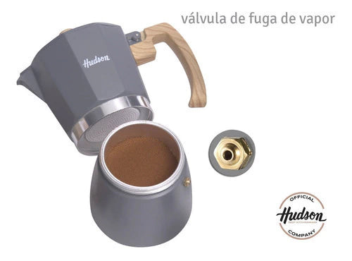 Cafetera Aluminio Hudson Gris Estilo Italiana 9 Tazas