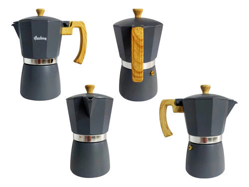 Cafetera Esmaltada Italiana Gris Moka 6 Pocillos