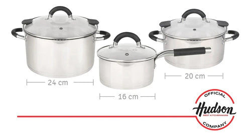 Bateria de Acero Inoxidable 6 Piezas Tapa Colador Plateado