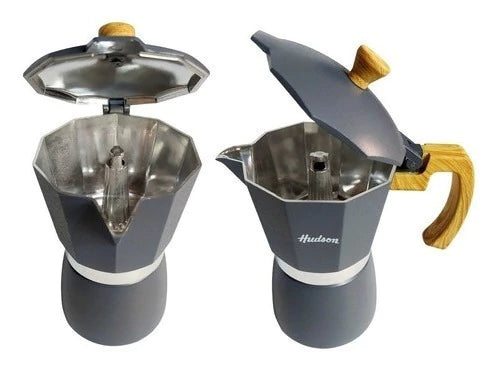 Cafetera Esmaltada Italiana Gris Moka 6 Pocillos