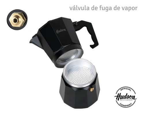 Cafetera Italiana de Aluminio Para 6 Pocillos Línea Total Black