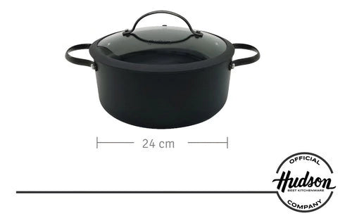 Cacerola De Aluminio Negra Antiadherente Total Black 24 Cm Color Negro