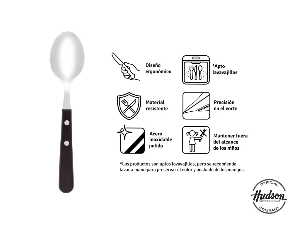 Pack x3 Cuchara Daily de Acero Inoxidable + Mango Negro de Plástico
