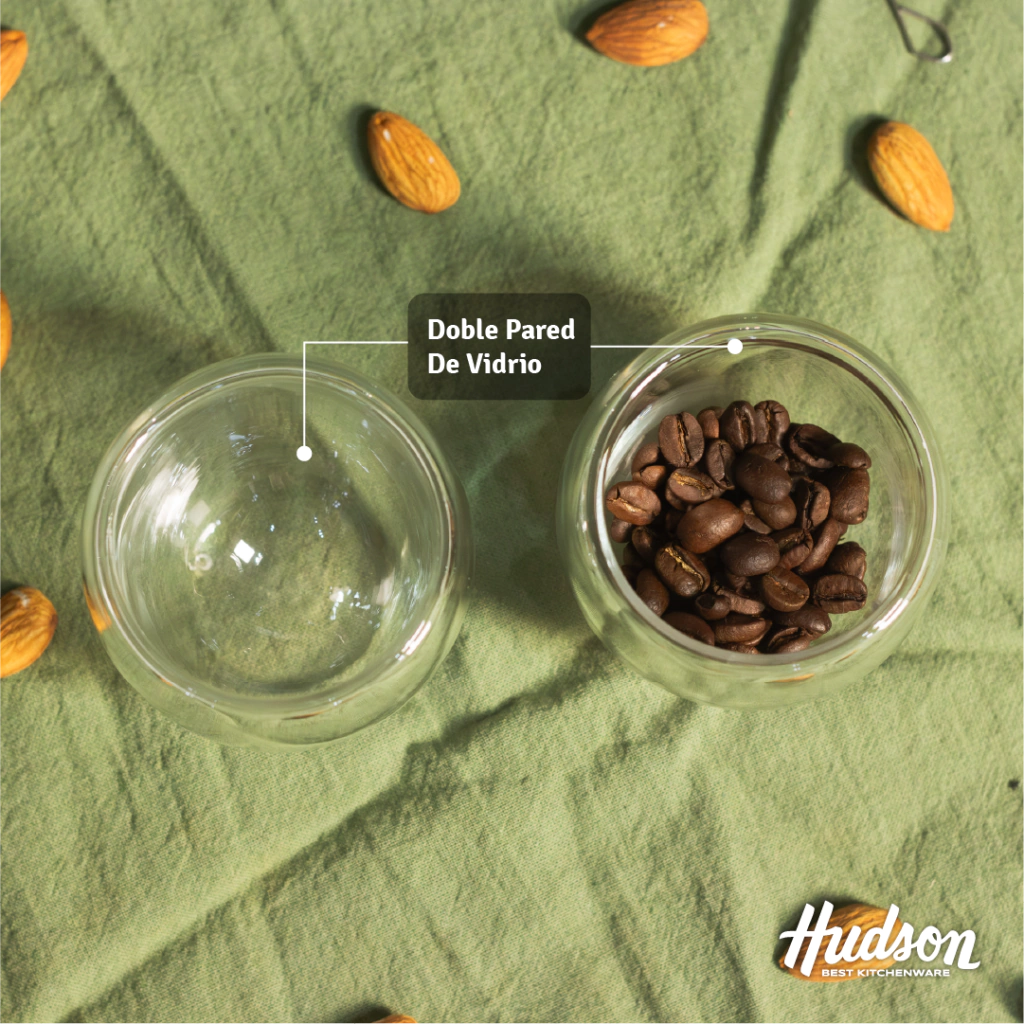 Set De 2 Vasos 80 ml Doble Pared de Vidrio Liso Cafe