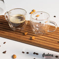 Set 2 Vasos Con Asa Doble Pared De Vidrio Línea Café