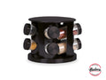 Especiero Negro Giratorio de Acero Inoxidable con 8 Frascos Organizador de Cocina