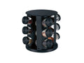 Especiero Negro Giratorio de Acero Inoxidable con 12 Frascos Organizador de Cocina
