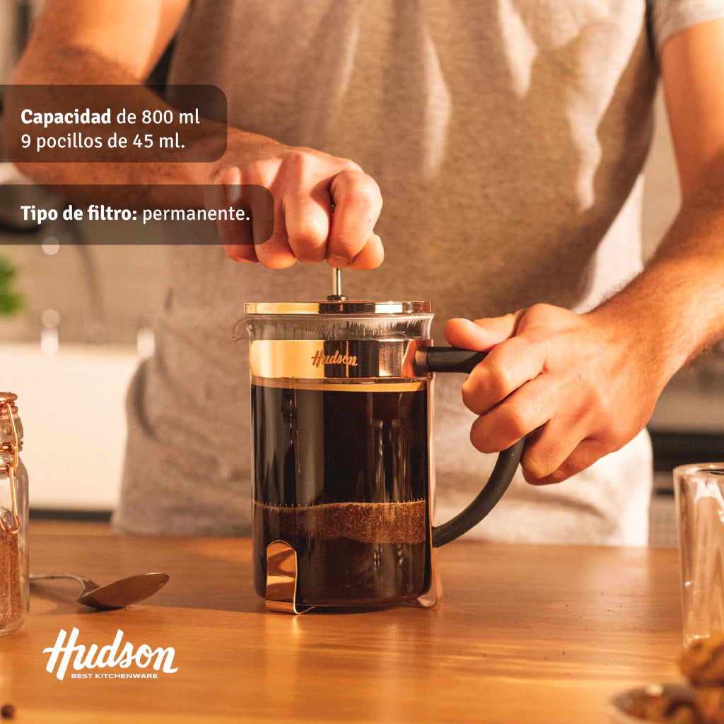 Cafetera Francesa Plateada con Embolo de 800ml