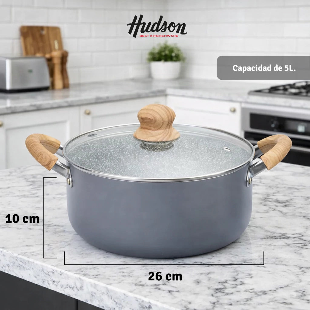 Cacerola Antiadherente 26 cm Granito Gris c/ Tapa