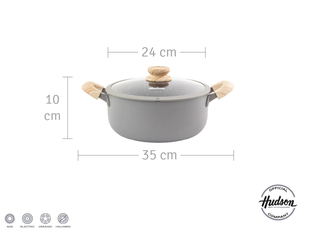 Nueva Olla Línea Granito 24 Cm C/Antiadherente Gris