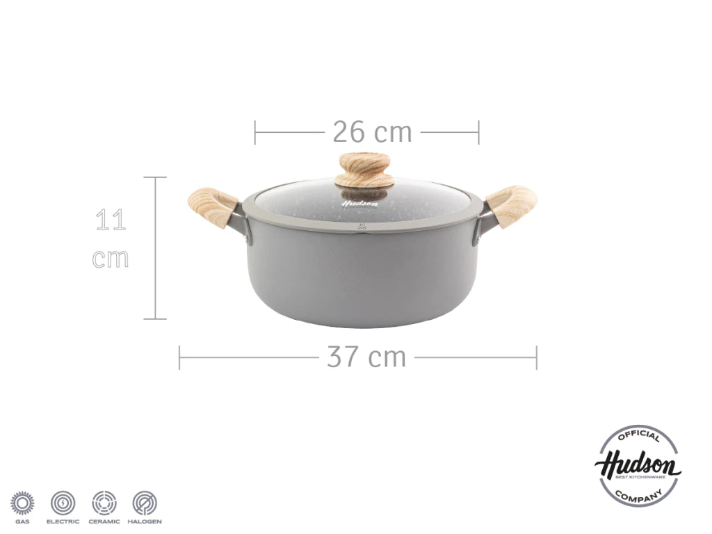 Nueva Olla Línea Granito 26 Cm C/Antiadherente Gris