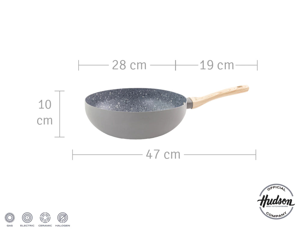 Nuevo Wok Línea Granito 28 Cm C/Antiadherente Gris